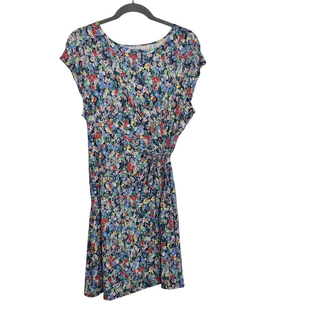 Lands End Women's Plus Sz 3X (24W-26W) Ditsy Floral A Line Tie-Waist Dress